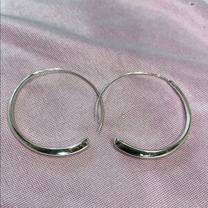 Silver Hoop Earrings with Minimalist Design